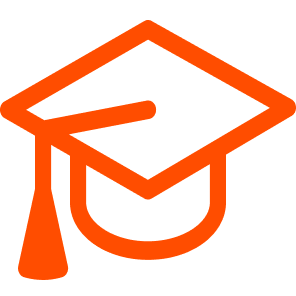 orange graduation hat icon